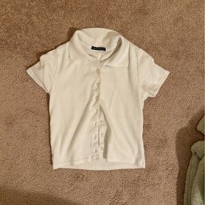 Brandy Melville Cream Button-Up Shirt